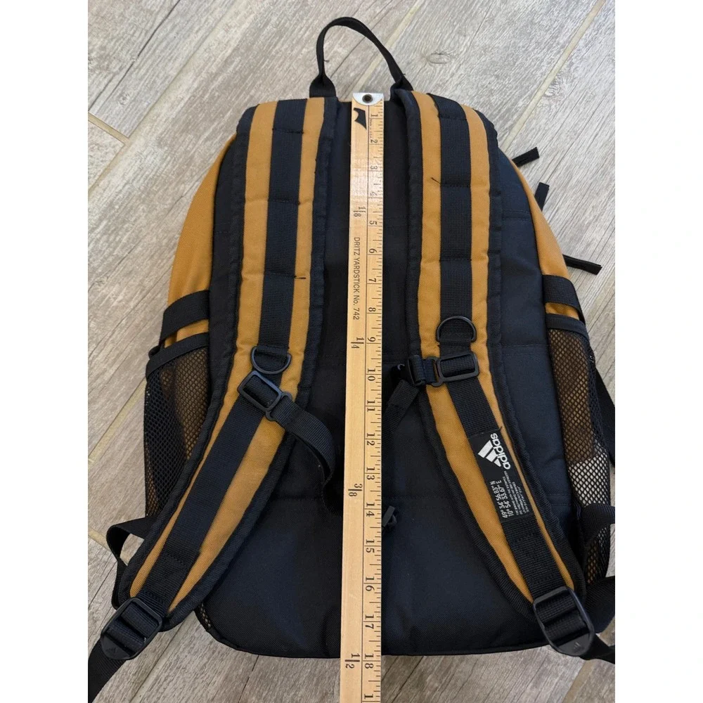 Adidas Backpack Unisex Large Mustard Yellow Excellent Mesh Pockets Sporty